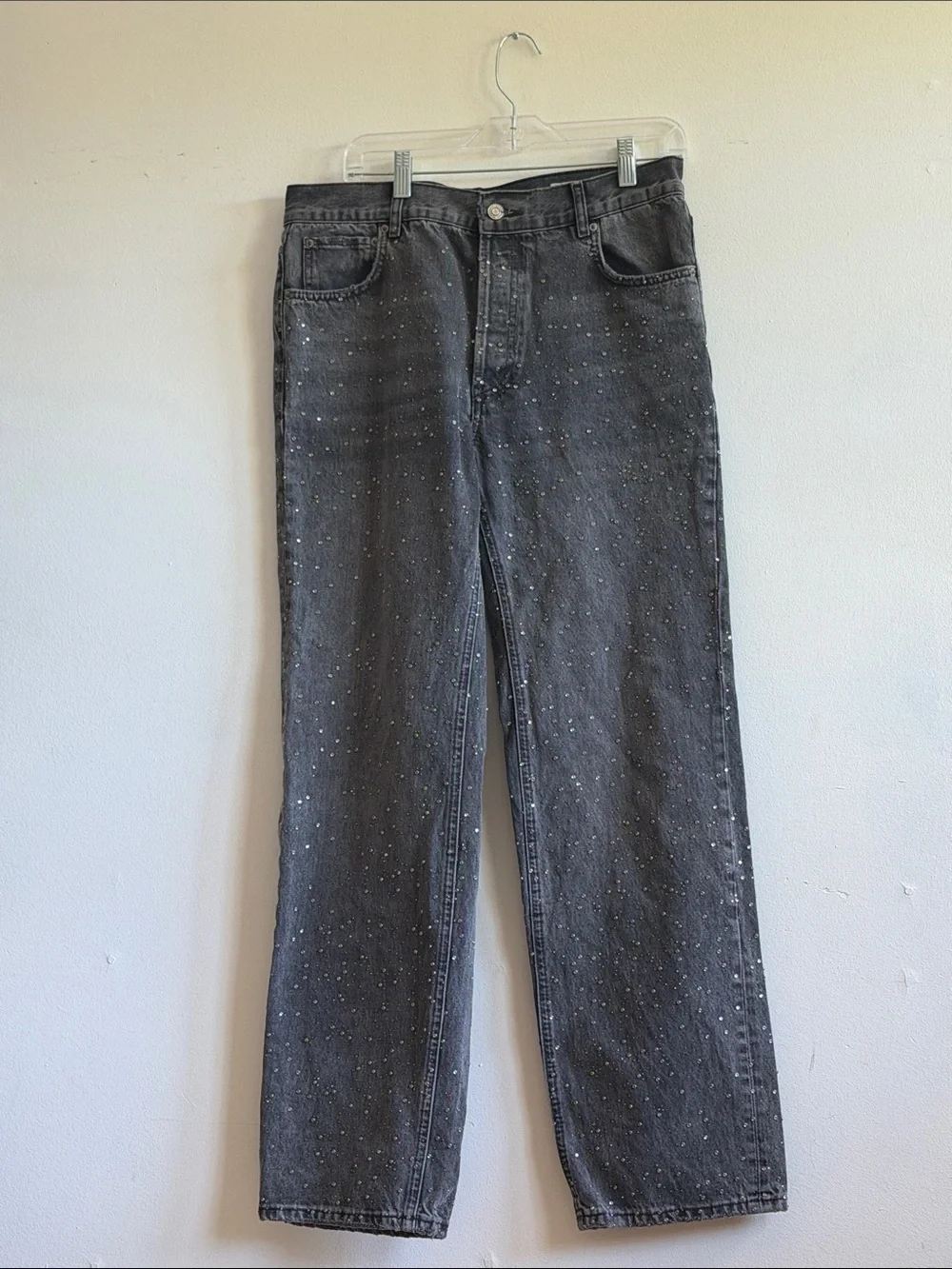 Zara Black Embellished High-Waist Jeans size U.S. 6